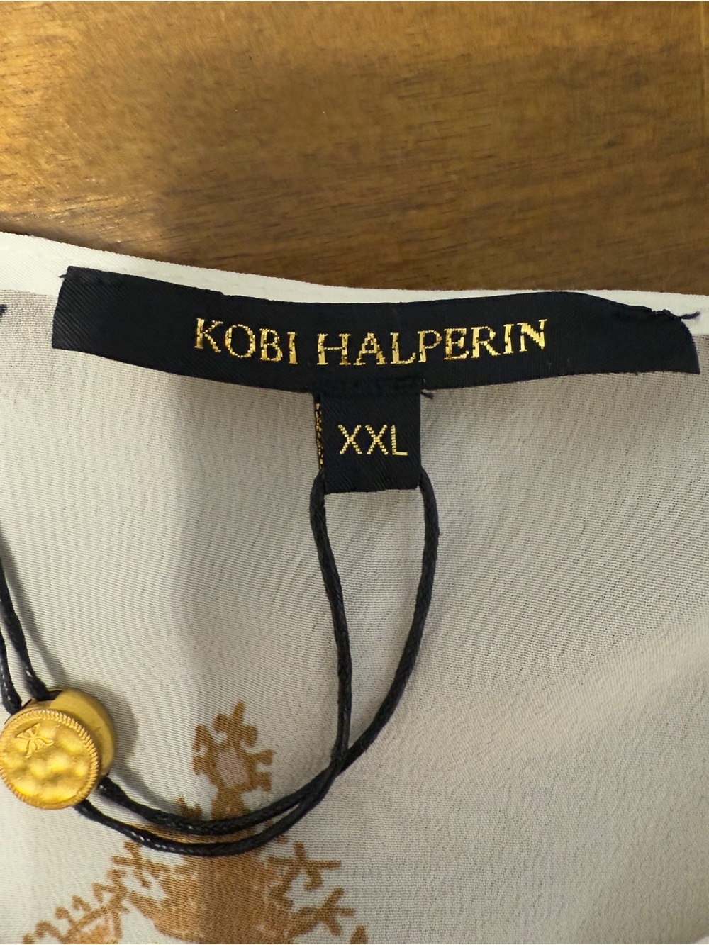 #17) NEW Kobi Halperin Silk Cream Blouse with Orange Medallion Print - Picture 8 of 8
